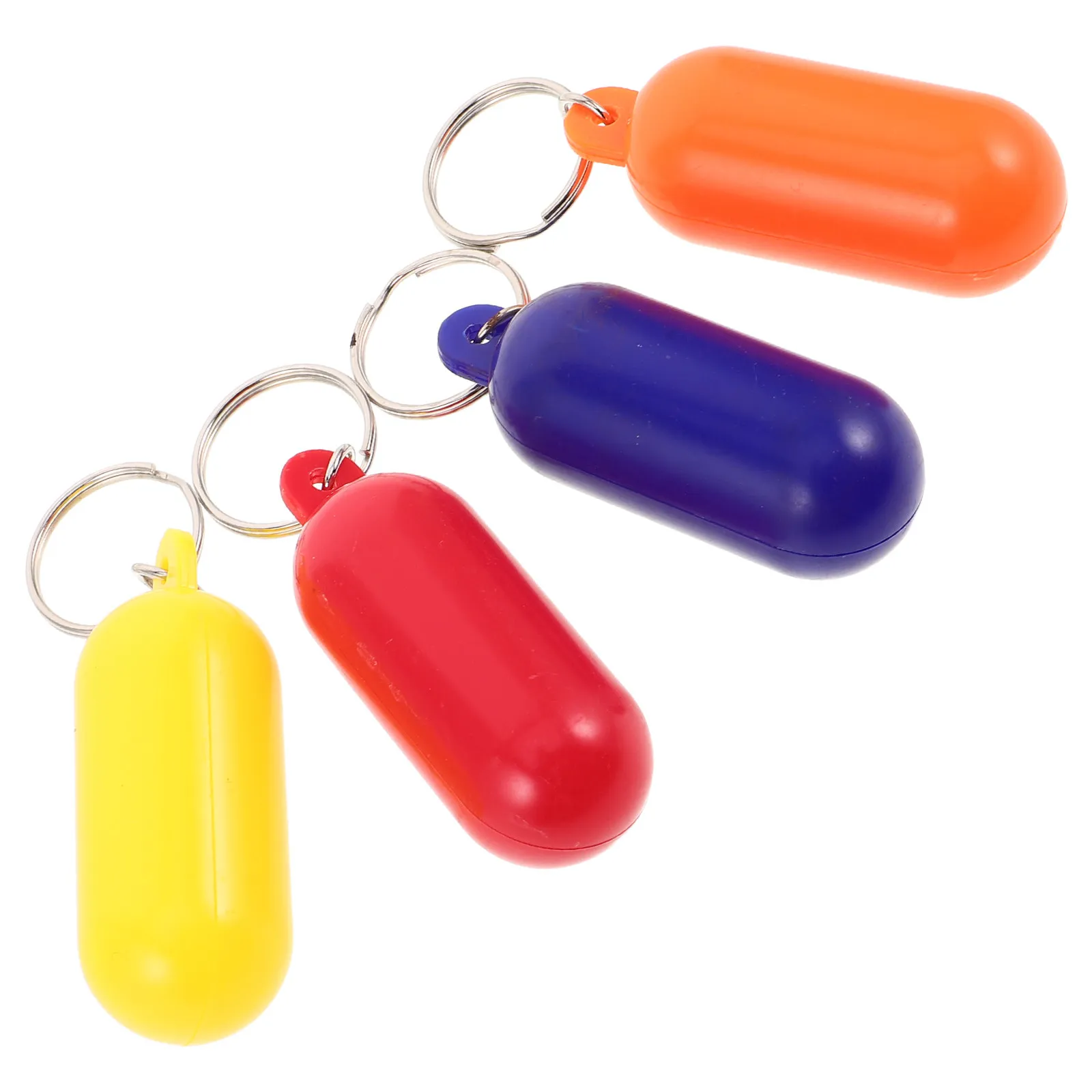 4Pcs Small Buoy Keychain Vibrant Plastic Floating Keyring for Water Sports Beach Pool Kayaking Boating Key Loss Prevention