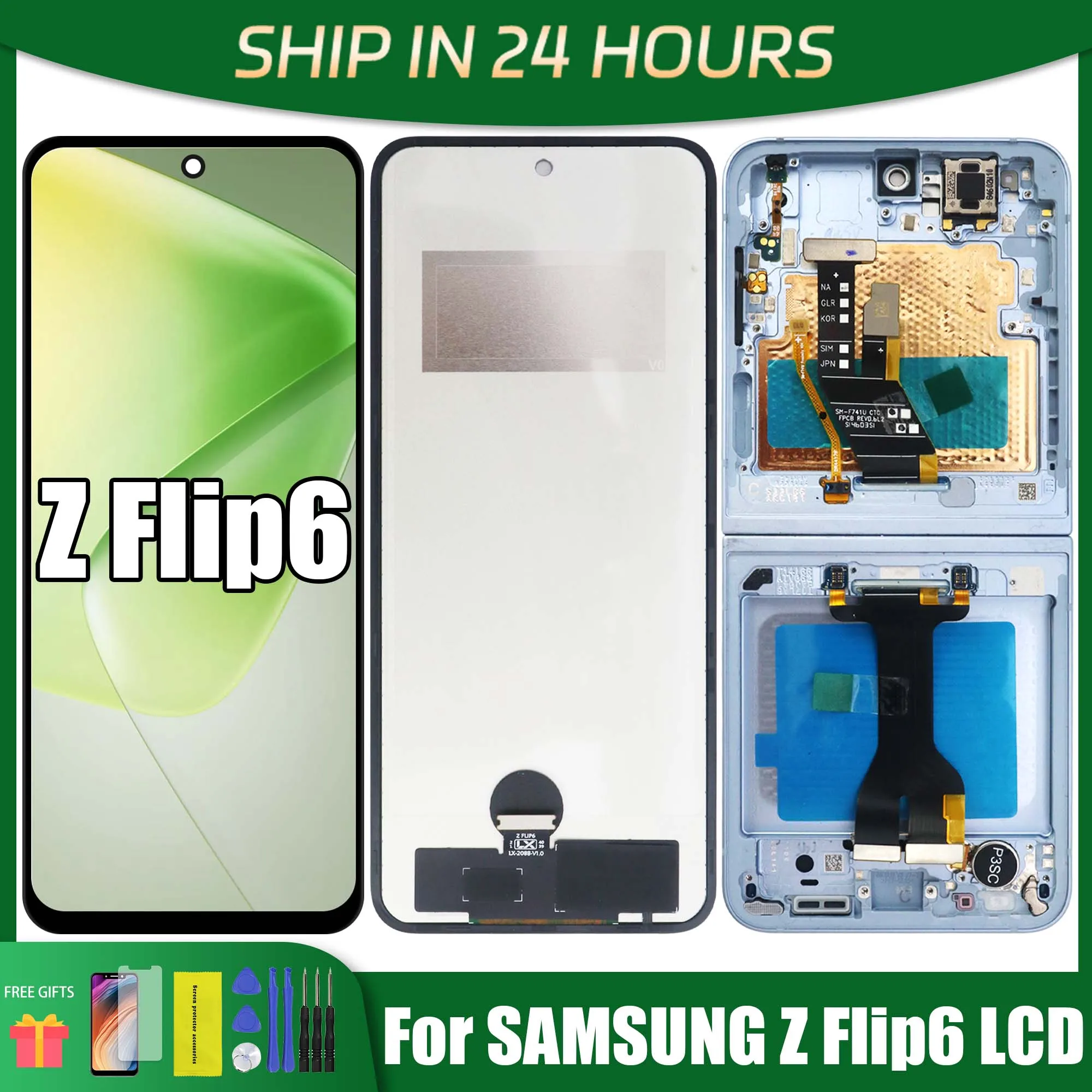 tft-lcd-per-samsung-z-flip-6-sm-f741-f741u1-display-lcd-digitizer-assembly-di-ricambio-con-cornice-per-samsung-z-flip6