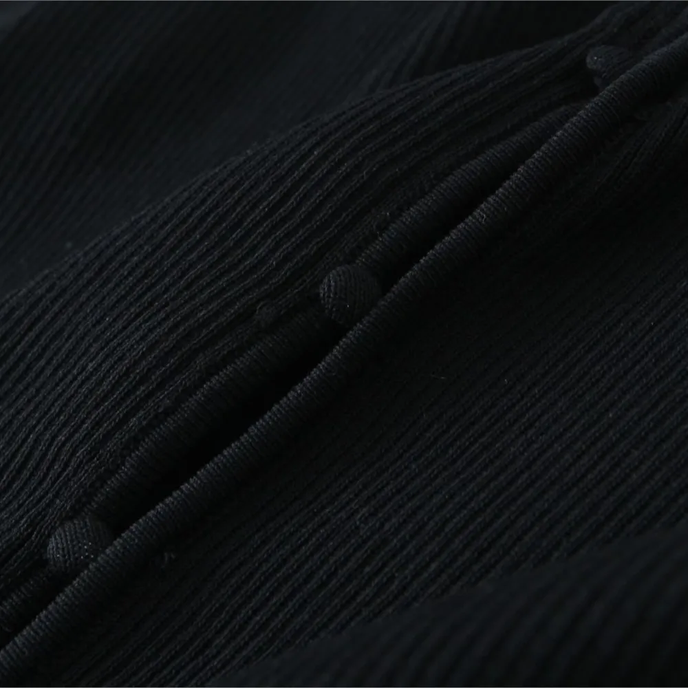 2023 jesienne ubrania dobrej jakości z kardiganem Plus Size wieczorem w paryskich futrzanych mankietach sweter Slim, czarny dziany