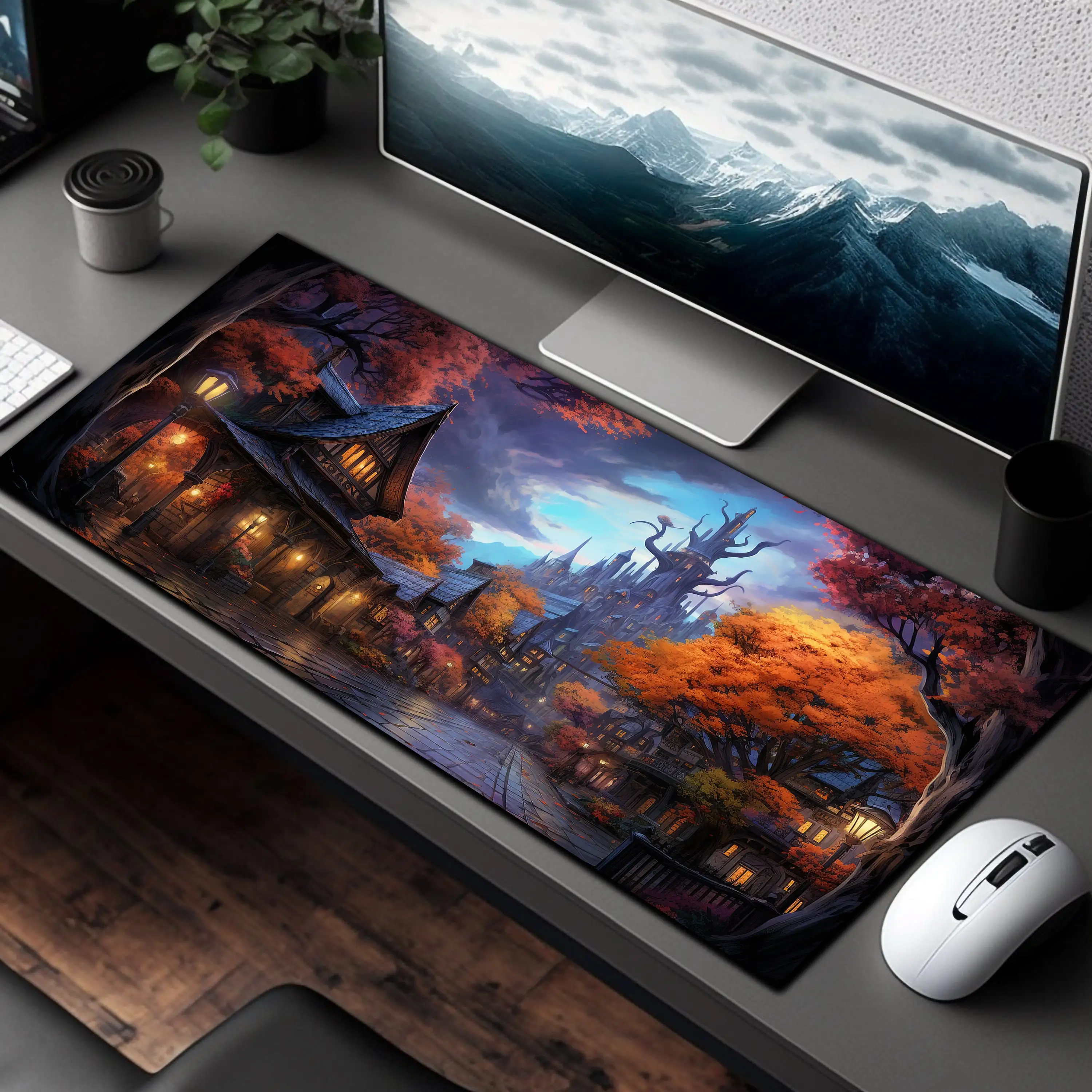 Fantasy Ancient Town Game Player Mousepad,non-slip and Waterproof Mouse Mat,cute Desktop Protector,the Perfect Gift for Friends.