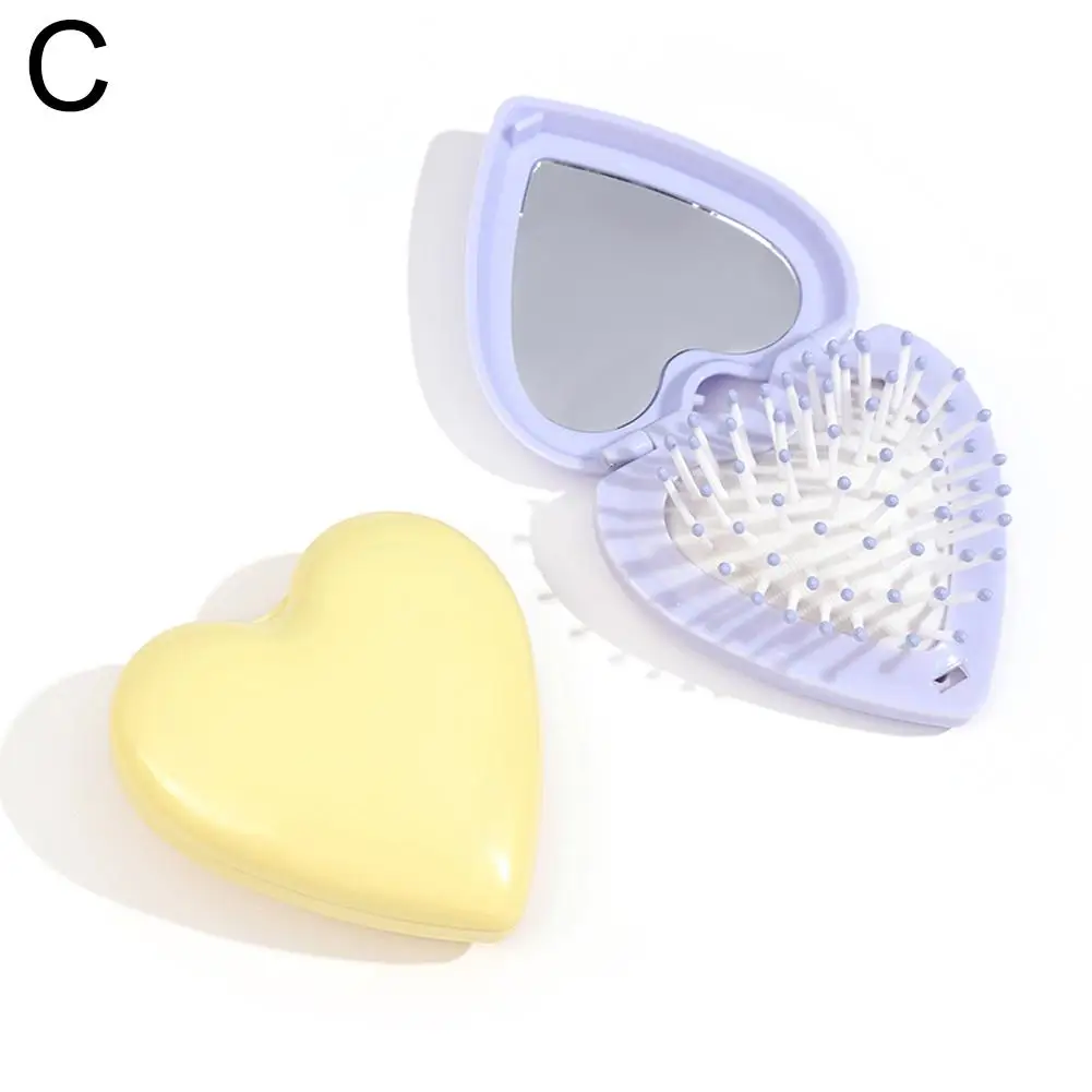 Travel Hair Brush With Mirror, Portable Mirror With Mini Hair Brush Kit, Folding Hairbrush For Girls, Foldable Hair Comb B1L6