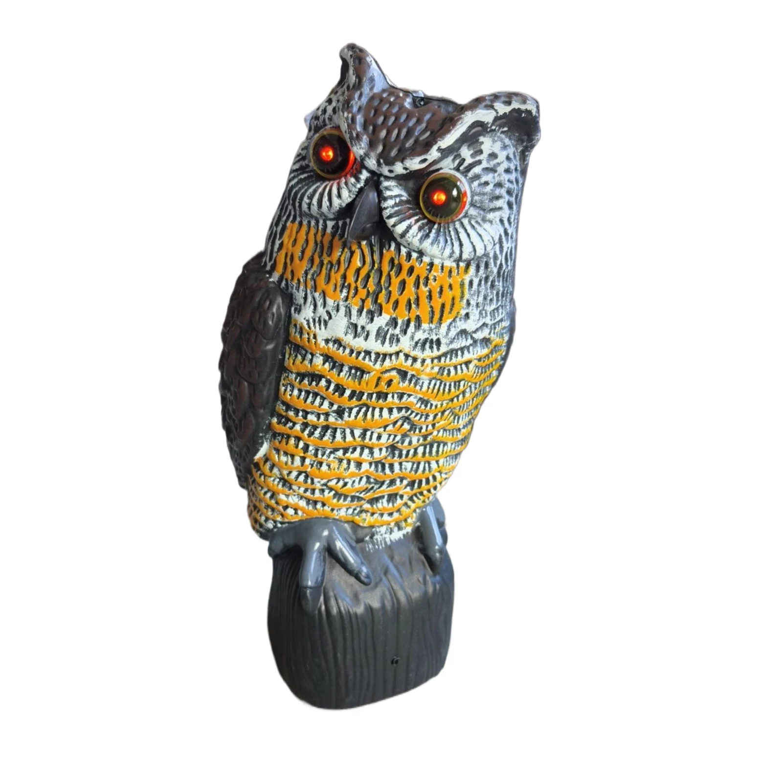 

Owl Scare Bird Control Devices Electric Sound Eyes Glow Waterproof Fake Owl Scarecrow Decoy Simulation Owl Bird Deterrent Statue