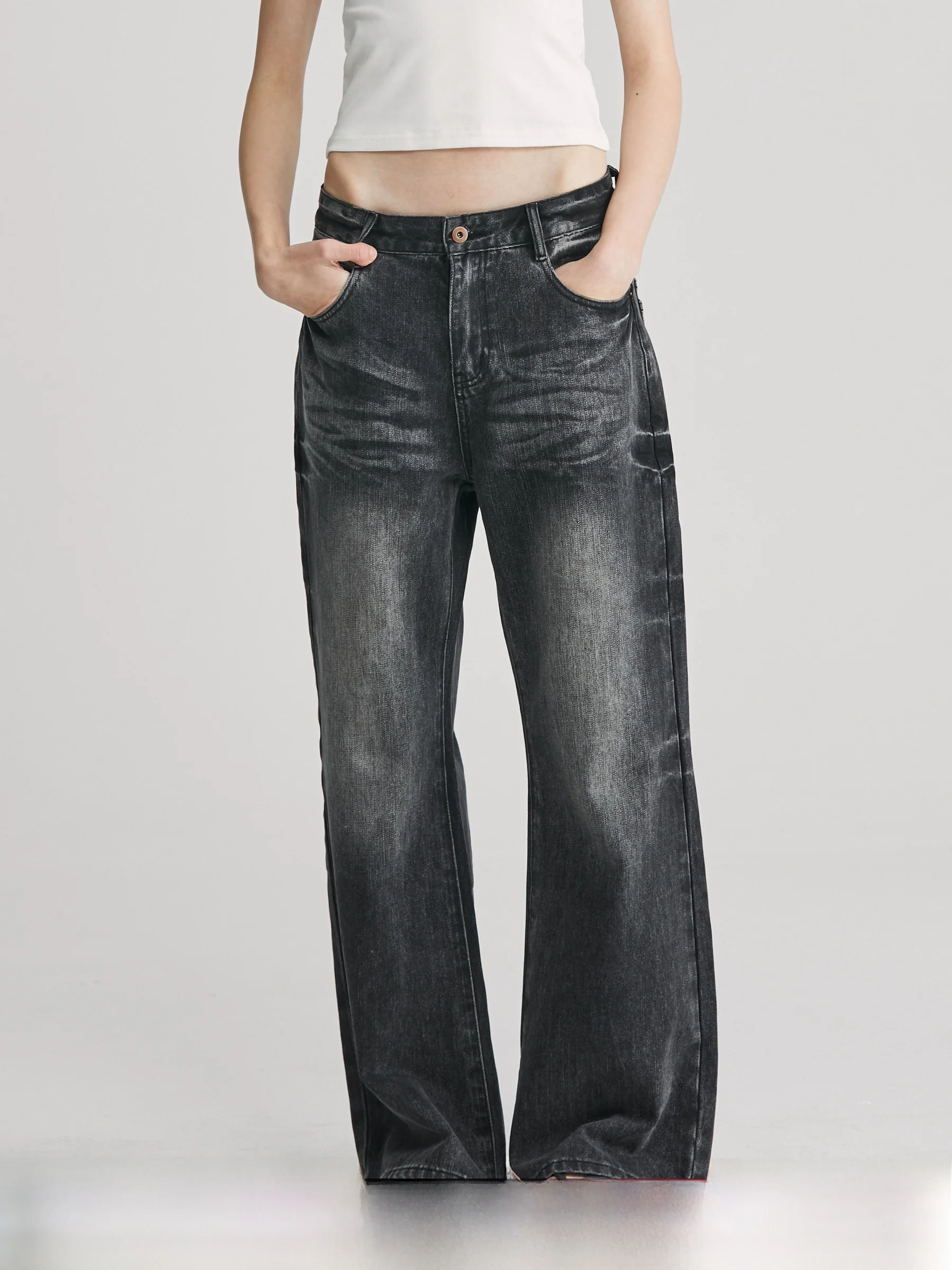 

Ретро джинсы прямого кроя для женщин с декоративными складками, хлопковые повседневные брюки для весны, лета и осени