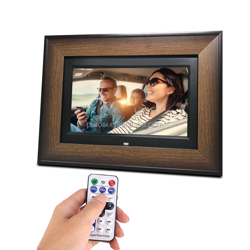 Pros Wooden Digital Photo Frames 14 Inch Electronic Photo Albums Full HD 1080P Video Calendar Music SD Card USB Remote Control