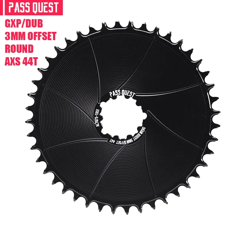 

PASS QUEST 3mmOffest AERO Round Narrow Wide Chainring for GXP Direct Mount Crank Gravel Bike GX SX AXS 12 Speed Chain 36-54T