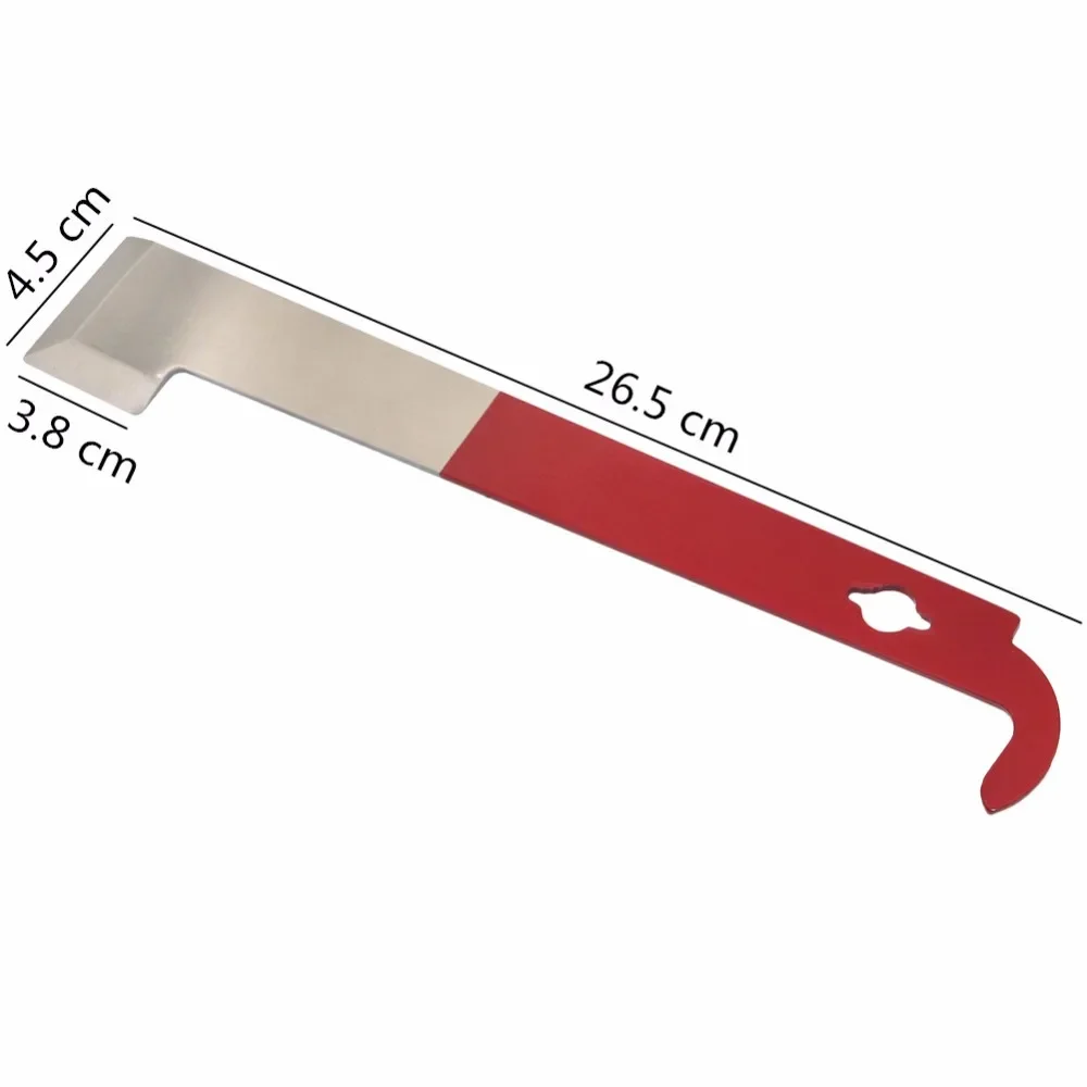 Beekeeping Equipmentc Red 26.5cm Stainless Hive Frame Lifter and Scraper J Shape Hook Beekeeper Scraping Knife