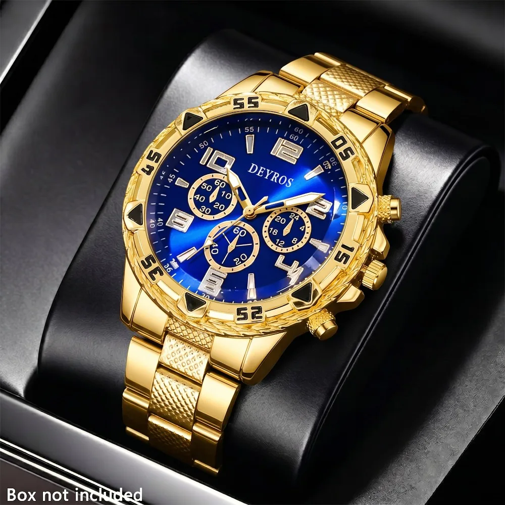 Luxury Stainless Steel Men Watch, Casual Quartz Wristwatch Ideal Gift for Men
