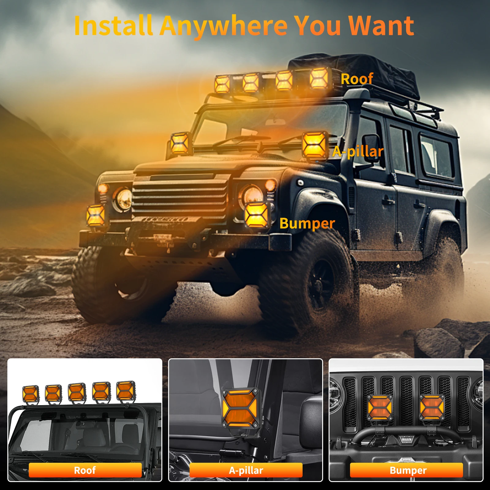 

5-inch 2pcs Off-road Spotlight Led DRL Work Light for Jeep for Tank 300 Truck 4x4 SUV ATV Motorcycle Headlight Driving Lights