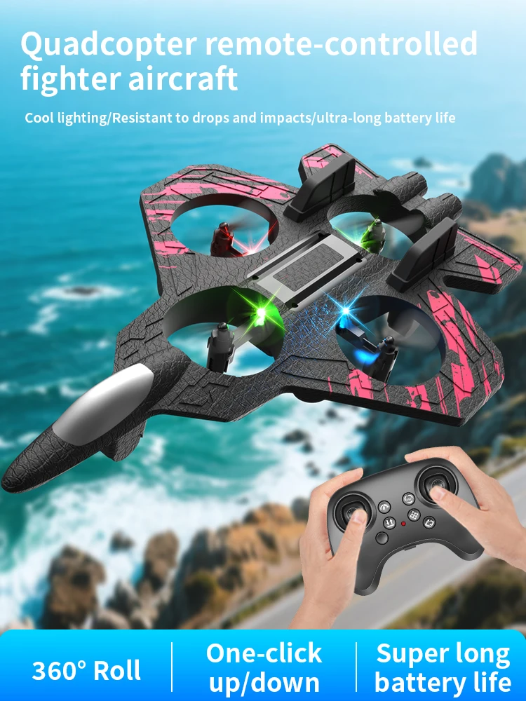 رغوة طائرة RC مقاتلة 2.4G التحكم عن بعد حيلة 360 ° طائرة رغوية EPP طائرة دوارة مع ألعاب LED للأطفال #6