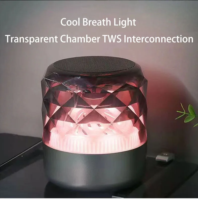 New compact and portable crystal light, illusory large speaker with TF card inserted, real-time voice, multifunctional Bluetooth