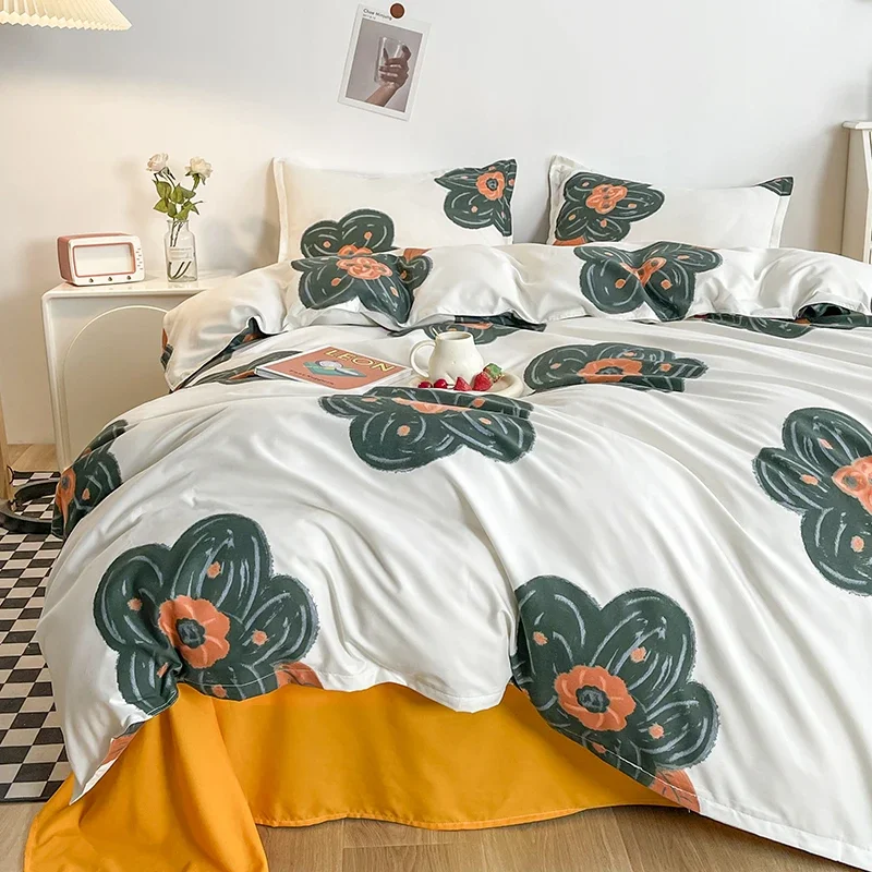 Cartoon Tiger Comforter Bedding Sets Orange Bed Linen in Stock Twin Queen King Size 220x240cm Duvet Cover Flat Sheet for Kids