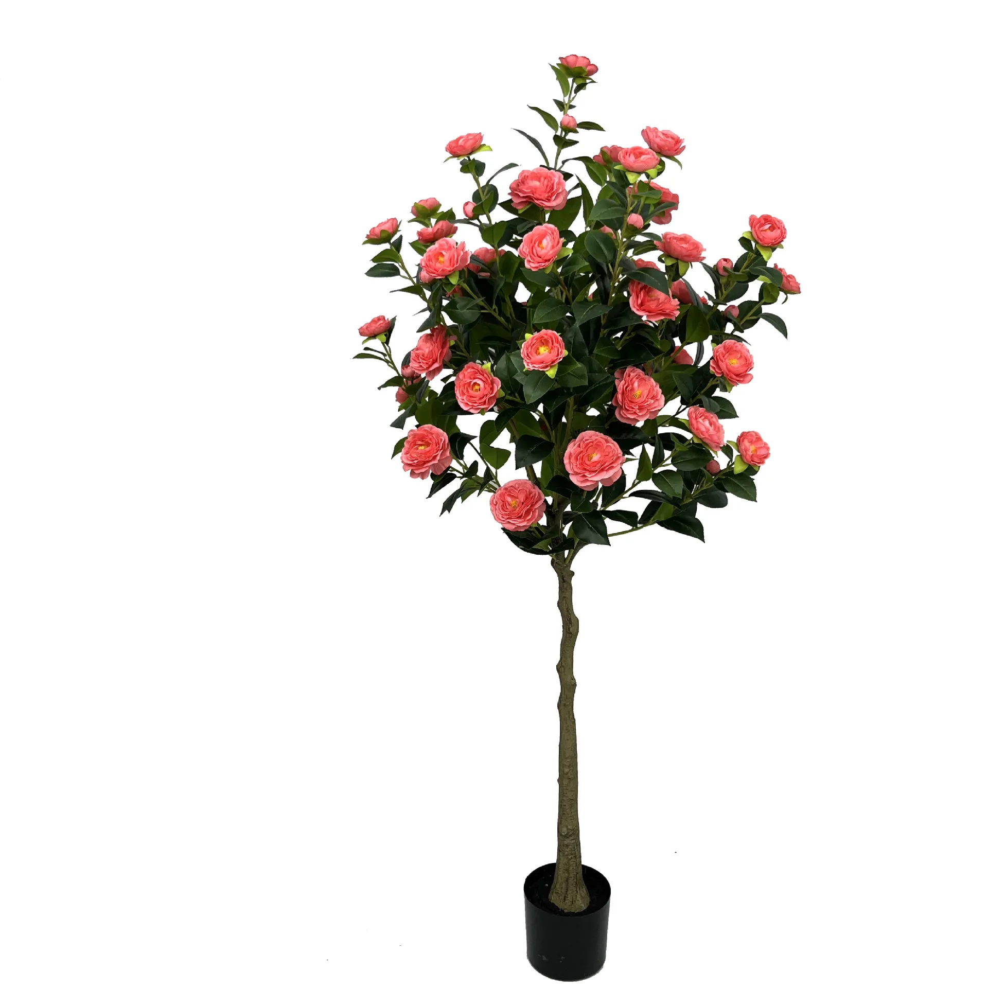 #￥Nordic Large Camellia Tree Artificial Plant Green Bonsai Floor Decoration for Living Room Flower Potted Pot & Planters