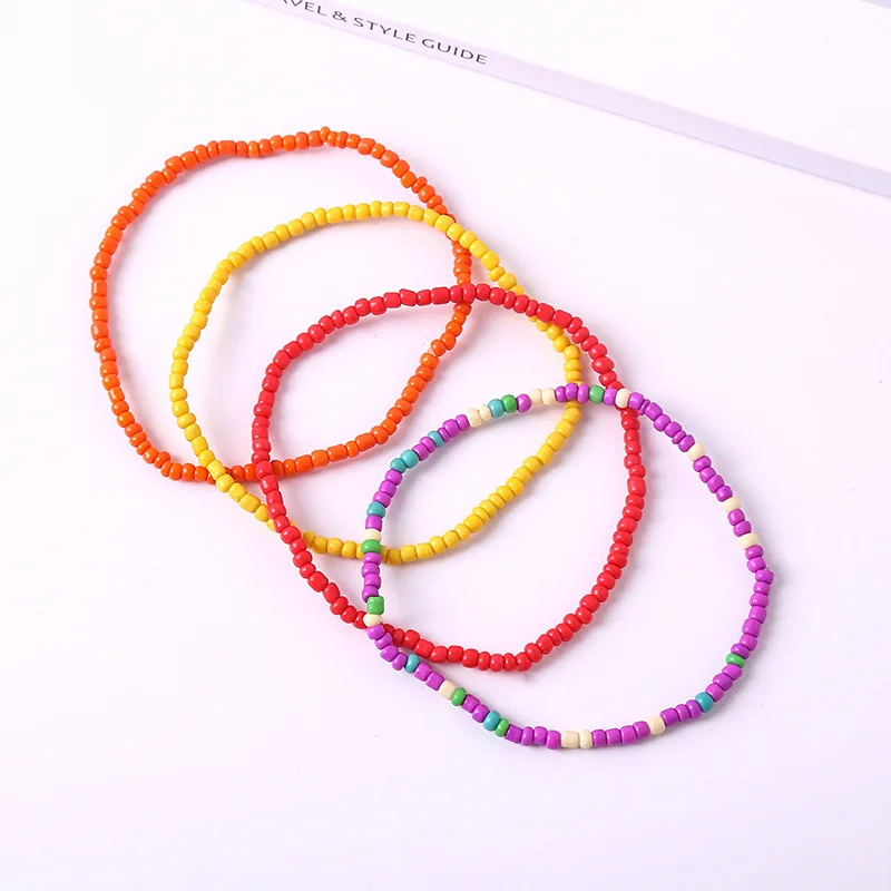 Fashion 12Pcs Boho Colourful Rice Bead Anklet Set For Women Sandy Beach Chain On Leg Ankle Bracelet Lady Bohemia Jewelry Gifts