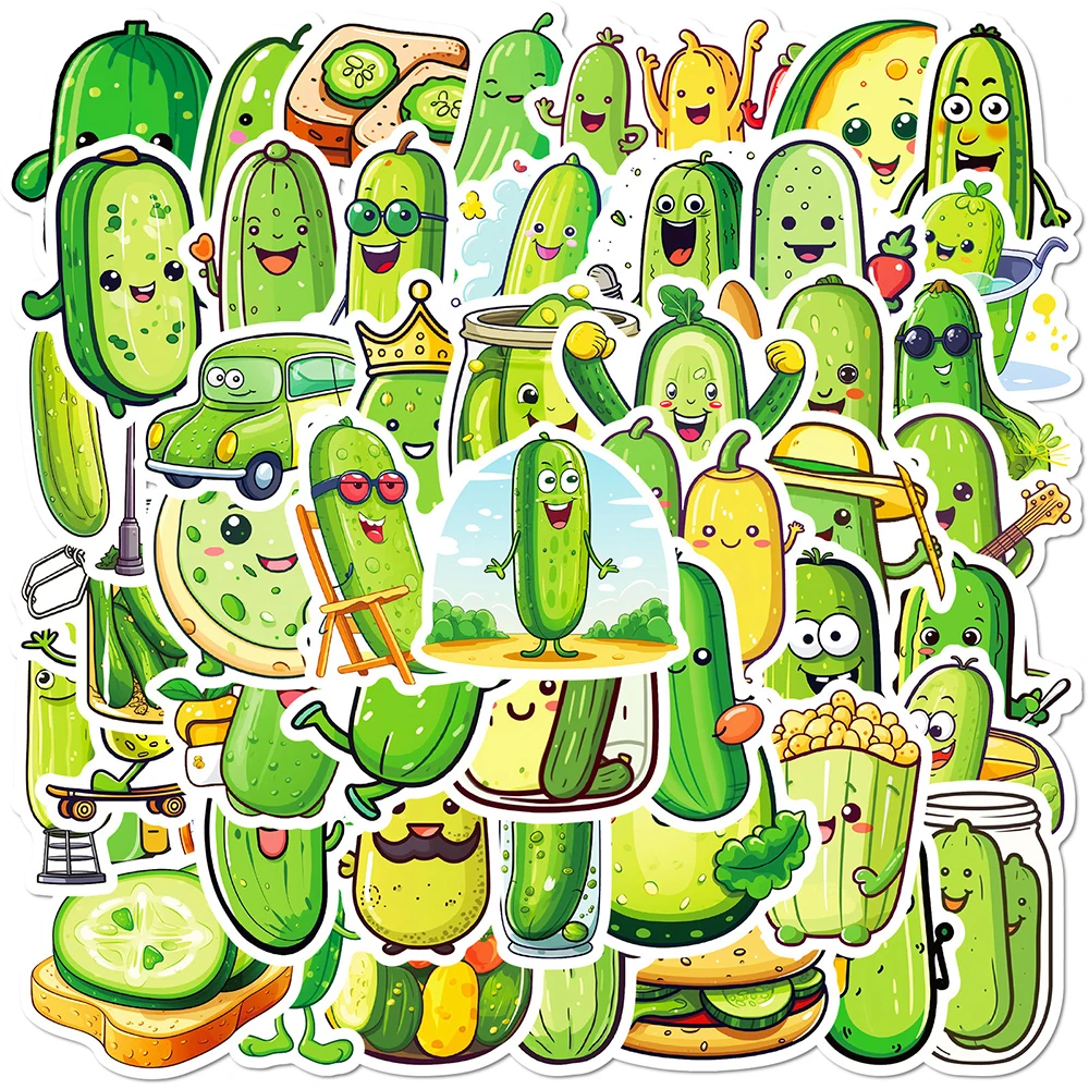 

10/30/50pcs Cute Pickled Cucumbers Cartoon Stickers Motorcycle Laptop Skateboard Phone DIY Graffiti Sticker Decals Fun for Kids
