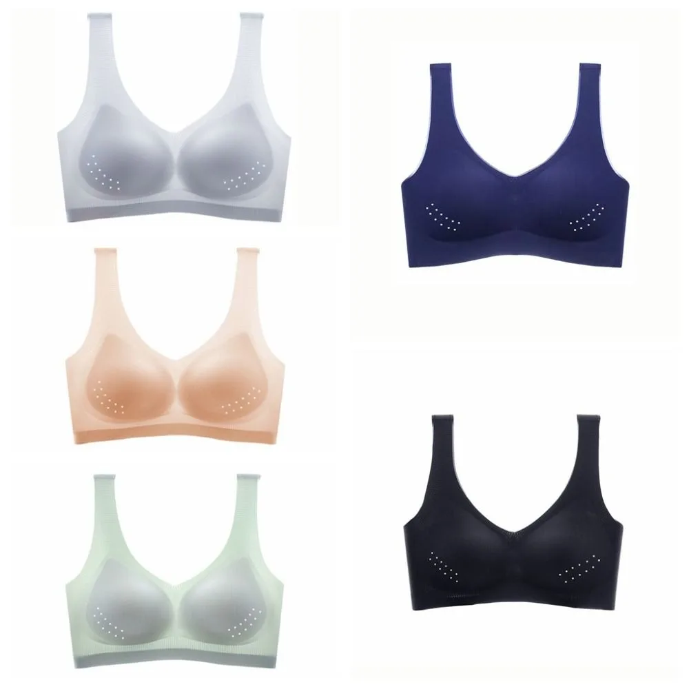 

Cool Ultra-thin Seamless Bra Women Transparent Ice Silk Push Up Bra Intimates Underwear Wireless Deep V Bra Girl
