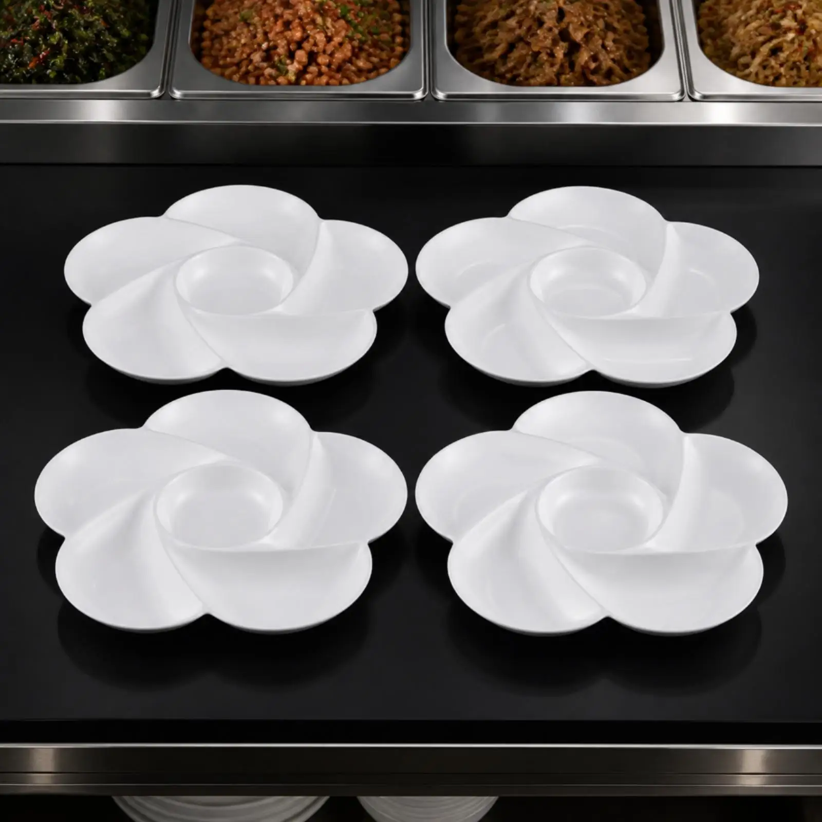 Melamine Serving Plate with Dividers White Divided Serving Plate Party Snack Tray with Dividers Glossy Tableware Versatile