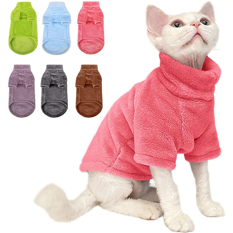 

Sphynx Cat Sweater Coat Turtleneck Winter Warm Hairless Cat Clothes Soft Fluff Pullover Shirt Puppy Jacket Chihuahua Clothing