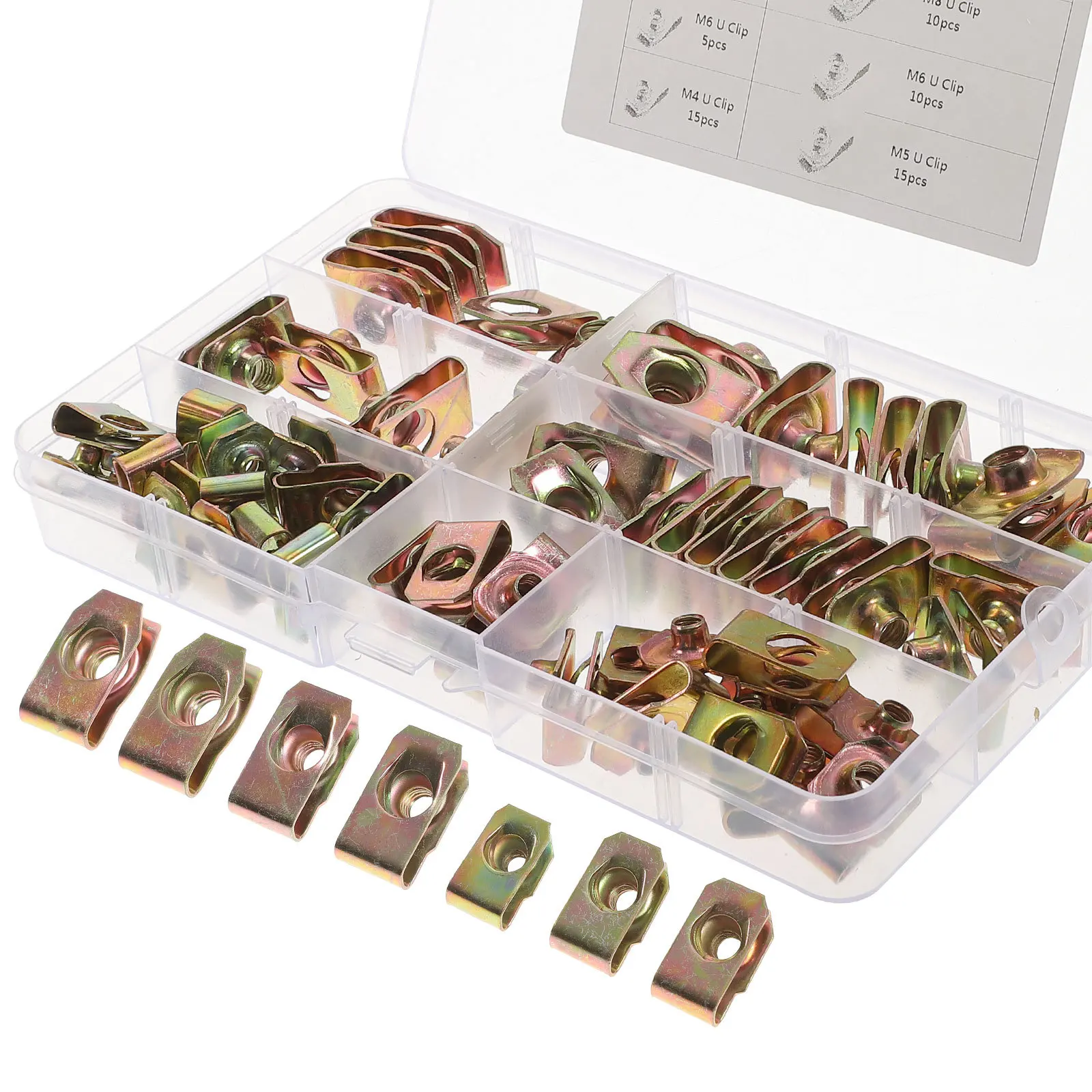 

60Pcs Durable Manganese Steel U Clips Car Body Panel Fastener Clips High Corrosion Resistance Automotive U Nuts for Door Bumper