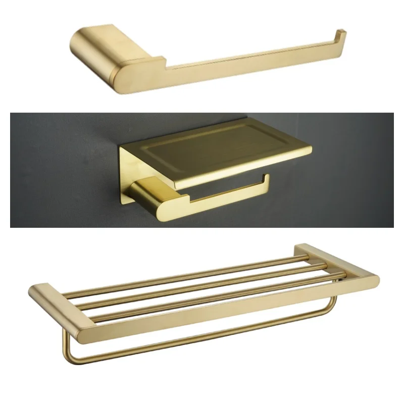 نحى الذهب اكسسوارات الحمام مجموعة فرشاة المرحاض حامل ورق المرحاض منشفة بار السكك الحديدية رف شماعات هوك صحن الصابون الأجهزة