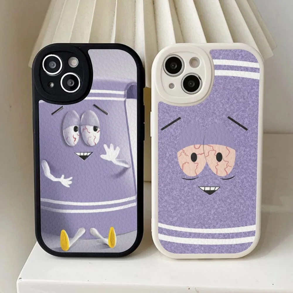 حافظة هاتف S-South Park Towelie من الجلد الصلب لهاتف iPhone 15 14 13 12 Mini 11 14 Pro Max Xs X Xr Plus Fundas