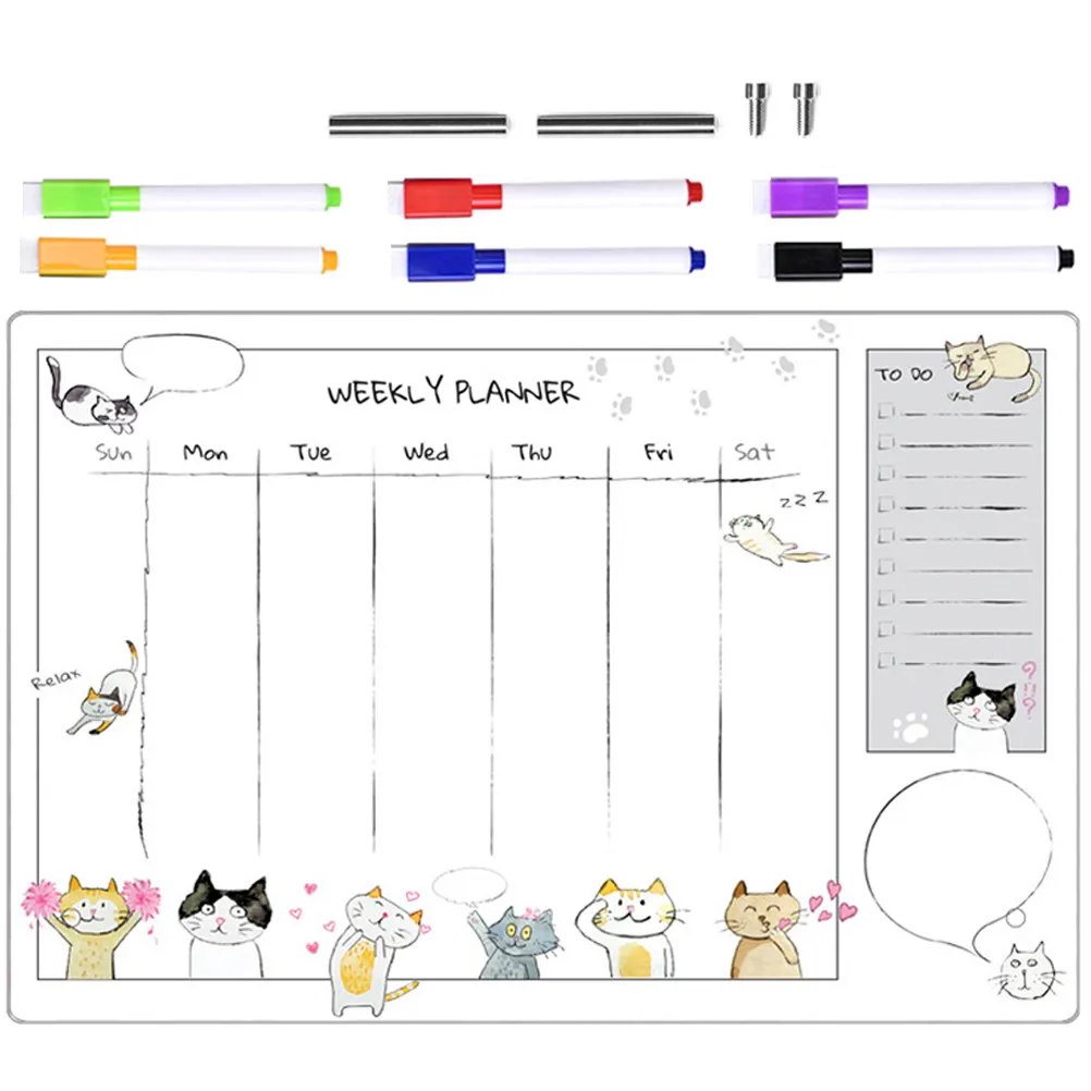 1Set Acrylic Memo Board Weekly Planning Dry Erase Message Writing Office Home School Clear Note Organizer Acrylic Memo Board