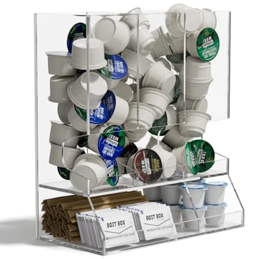 

Акриловый держатель-диспенсер для кофейных капсул K-Cup, на 30 капсул, с 3 отделениями, прозрачная подставка, экономящая место, настольный органайзер для кухонной зоны