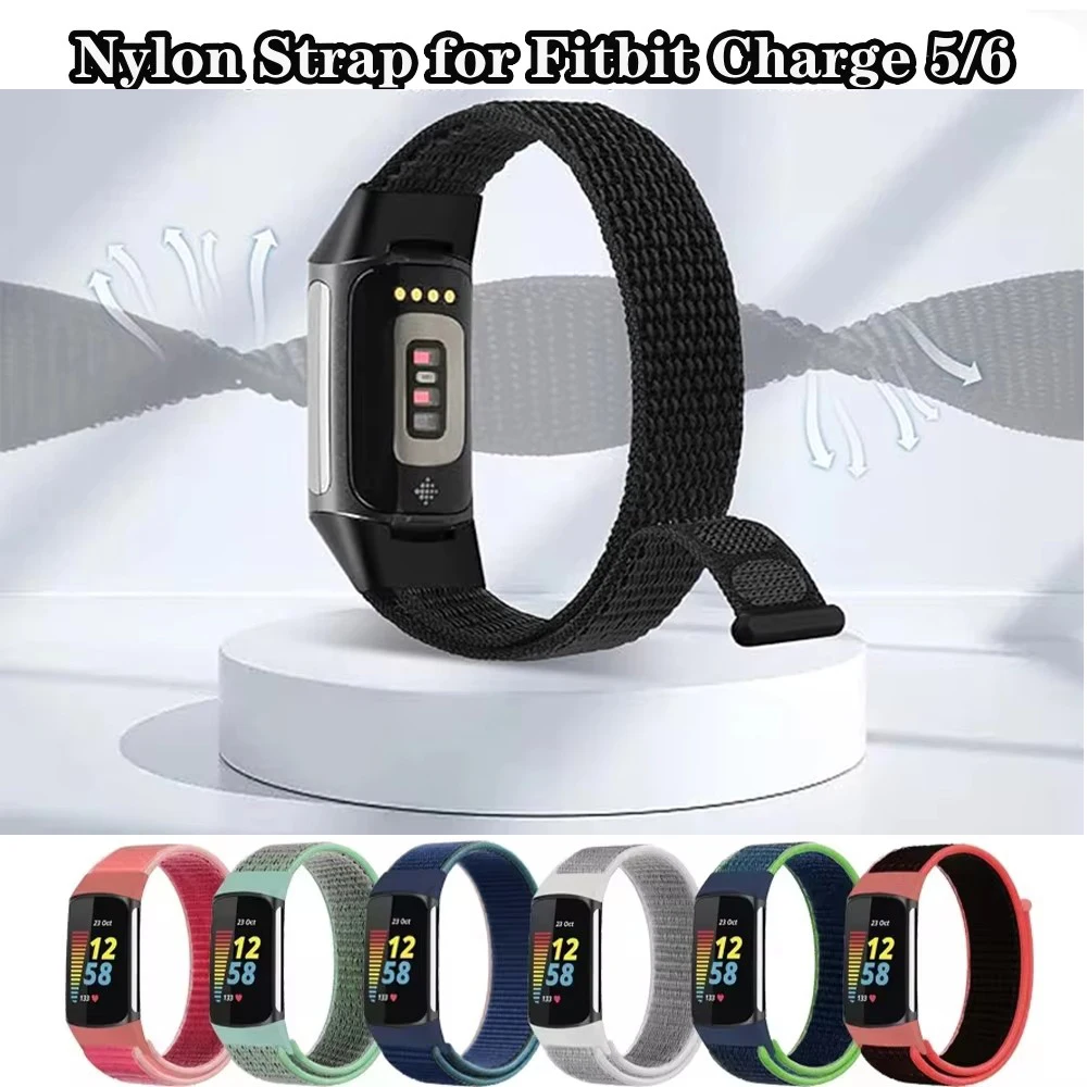 Nylon Strap for Fitbit Charge 6 5 Smart Watch Sports Nylon Weave Loop Bracelet Wristband Correa Pulsera for fitbit Charge 5 Band