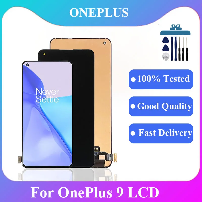 Original AMOLED For OnePlus 9 Lcd 1+9 LE2113, LE2111, LE2110, LE2117, LE2115 Lcd Display Touch Screen Digitizer Assembly Replace