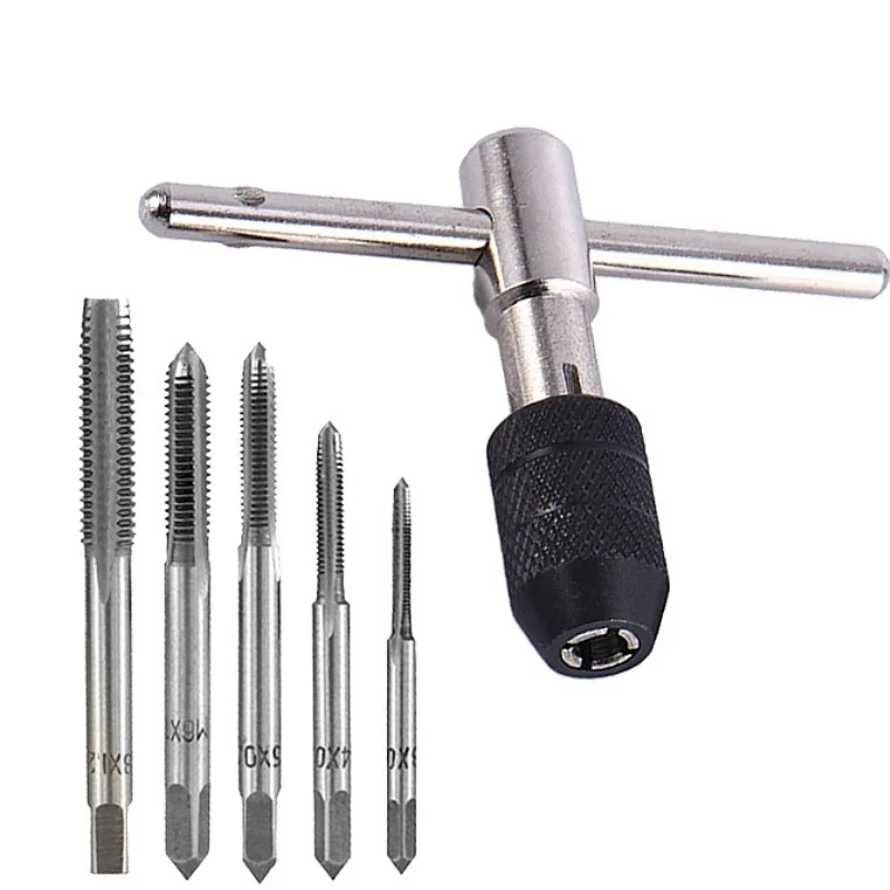 

Professional Adjustable T-Handle Ratchet Tap Holder Wrench Set Hand Tools M3-M8 M3-M6 Machine Screw Thread T-shaped Tap