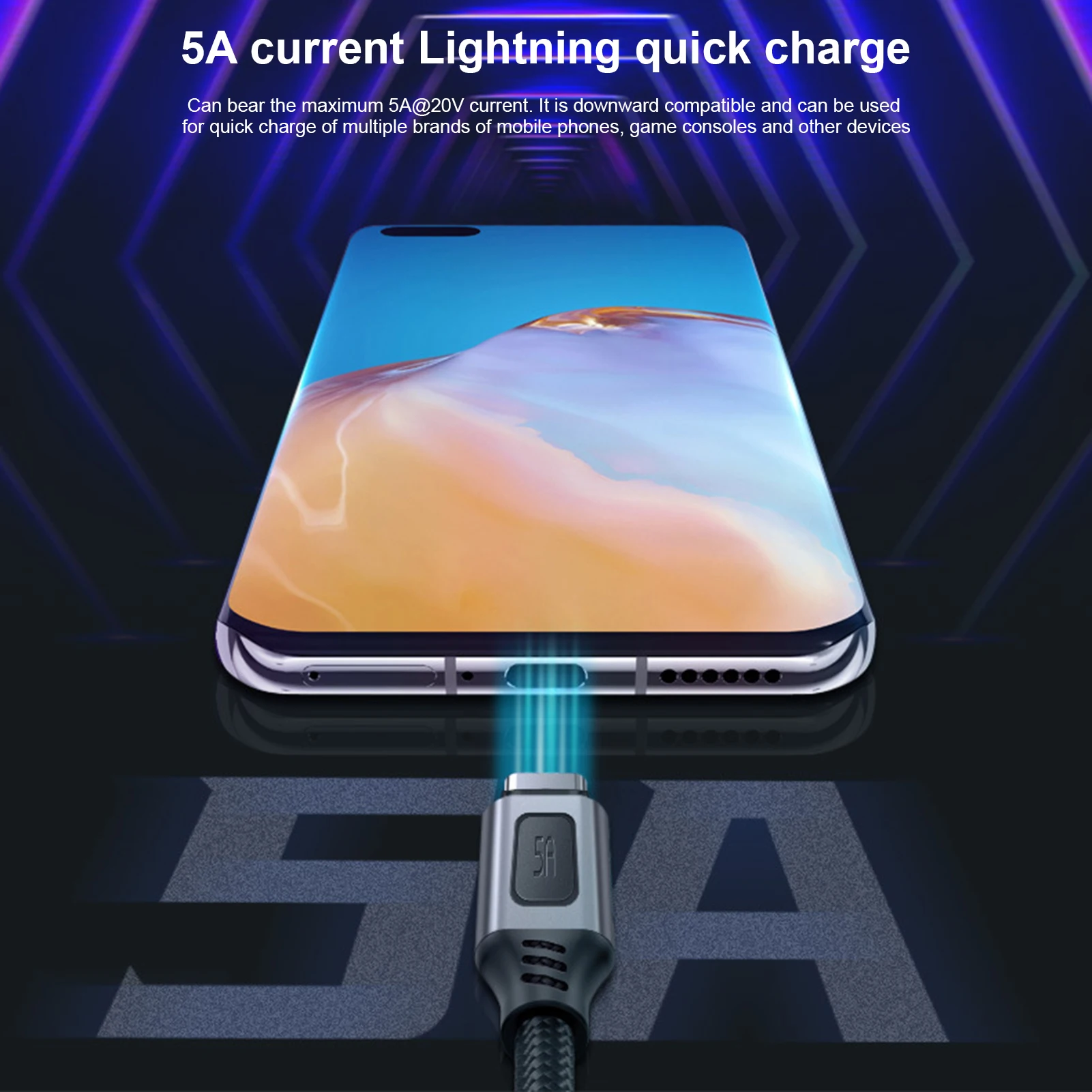 Cavo di ricarica cavo rapido con Chip Emarker 20V/5A cavo dati di tipo C intrecciato in Nylon a doppia testa per