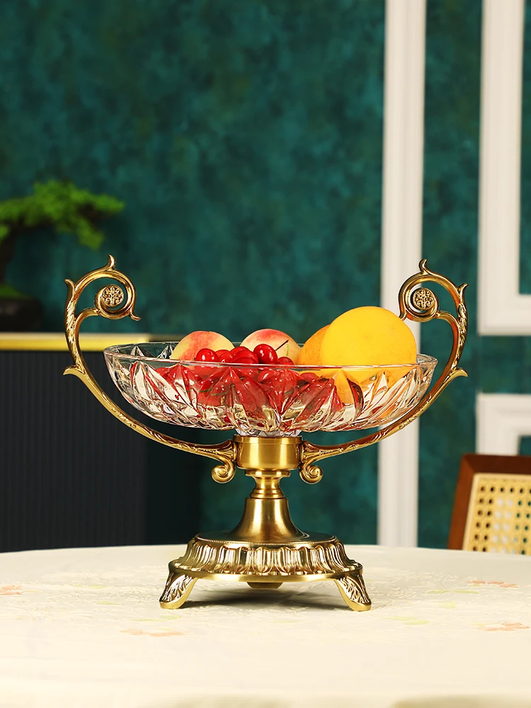 Fruit plate household living room coffee table glass candy plate European light luxury decoration creativity