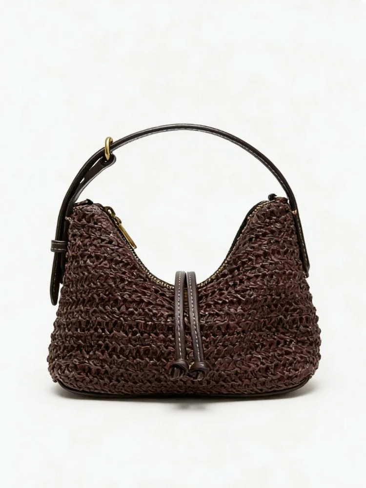 

Винтажная женская плетеная сумка через плечо, новая сумка ручной работы из соломы, летняя пляжная сумка для отпуска и путешествий, сумка-багет