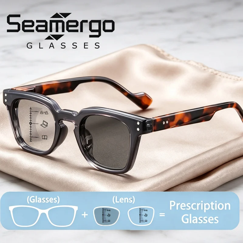 Lunettes de vue photochromiques progressives multifocales SEAMERGO indice 1.56/1.61, verres optiques personnalisés unisexe sur ordonnance