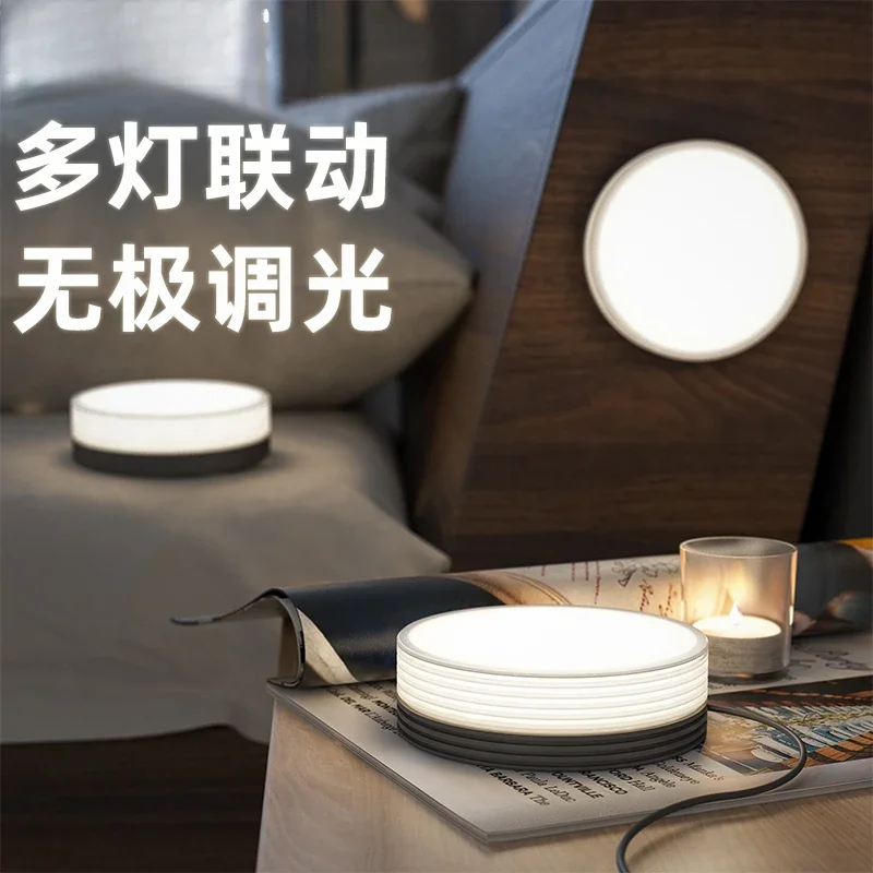 yyhcLinkage induction LED twist light night light twist stepless dimming magnetic adsorption rotary control decorative desk lamp