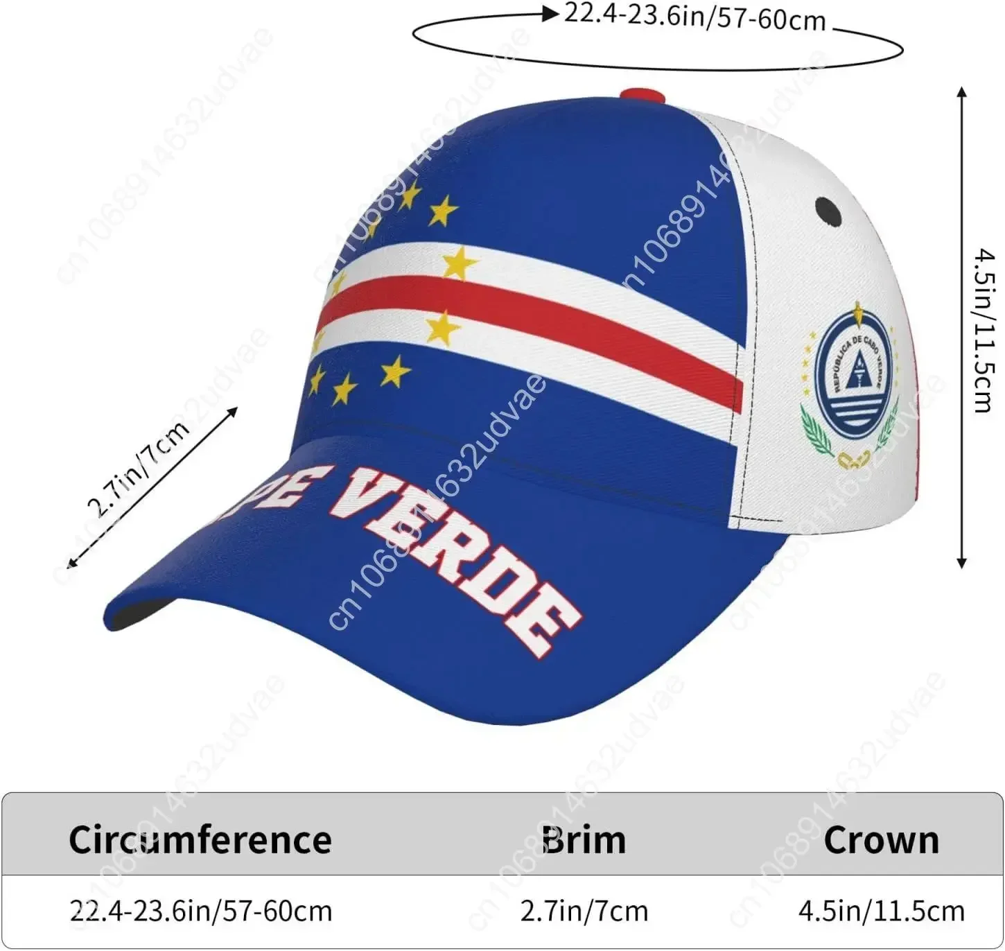 كيب فيردي العلم كيب فيرديان قبعة بيسبول طباعة كاملة الكبار الرجال قبعة الوطنية الداعم قبعات كرة القدم