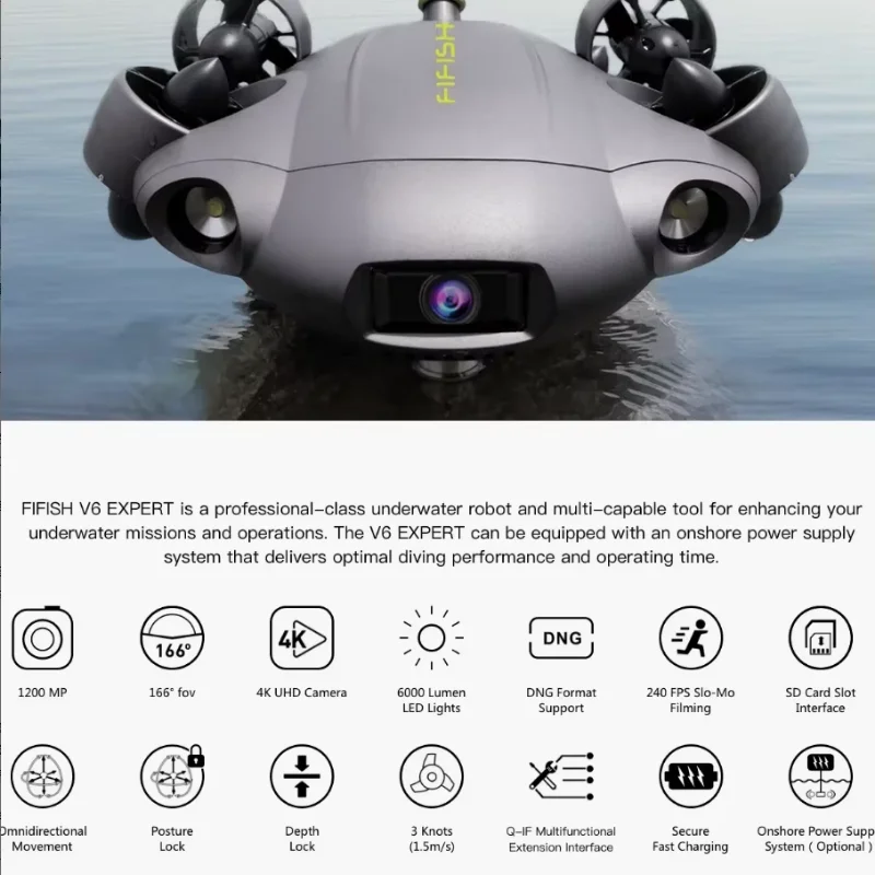 V6E M200 Underwater Drone with Industrial Case  AI Vision Lock Portable ROV 6 Hours Underwater Robot with 4K Camera