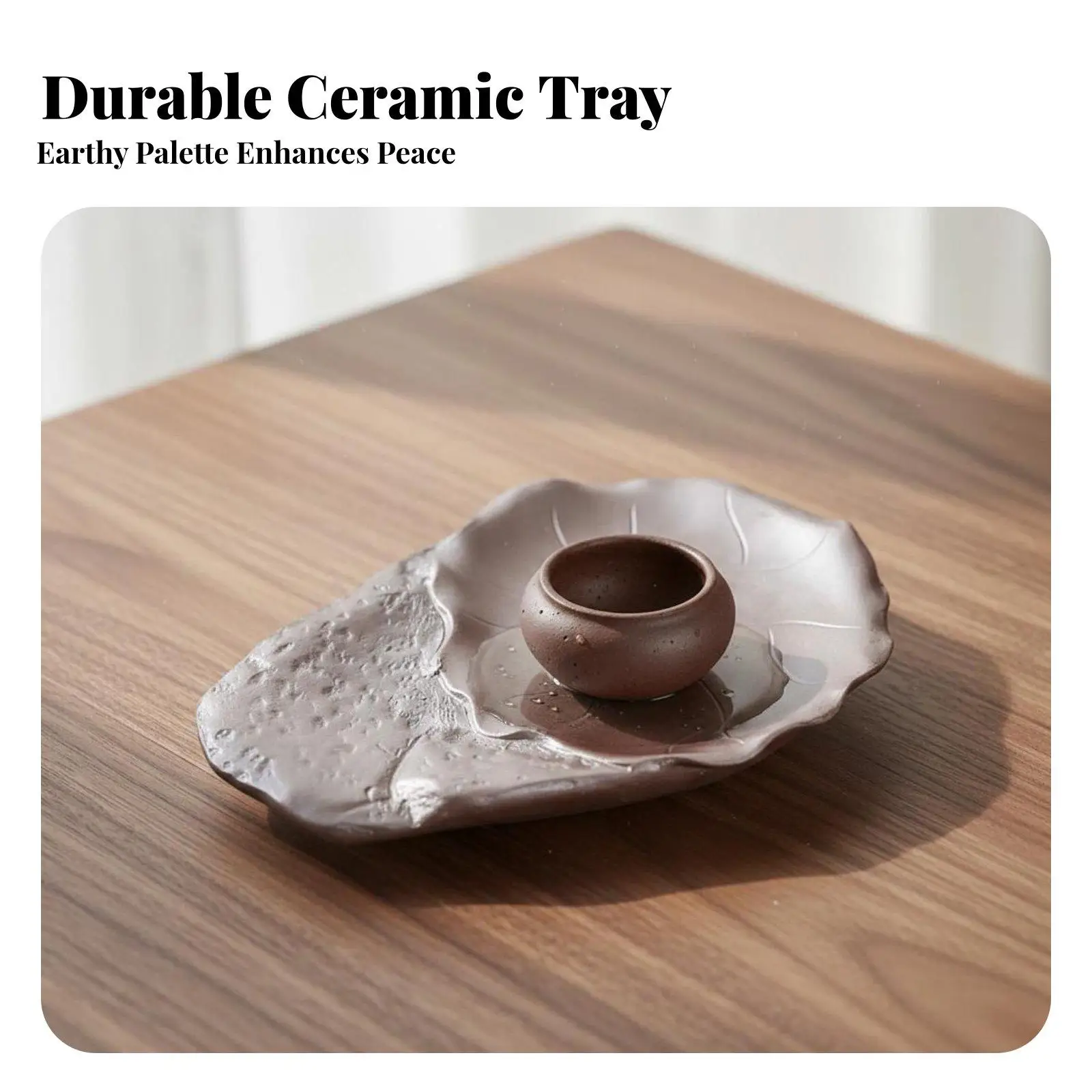 Sturdy Ceramic Tray for Plant Pots Indoor Waterproof Saucer Base Retro Chinese Craft Art Decor