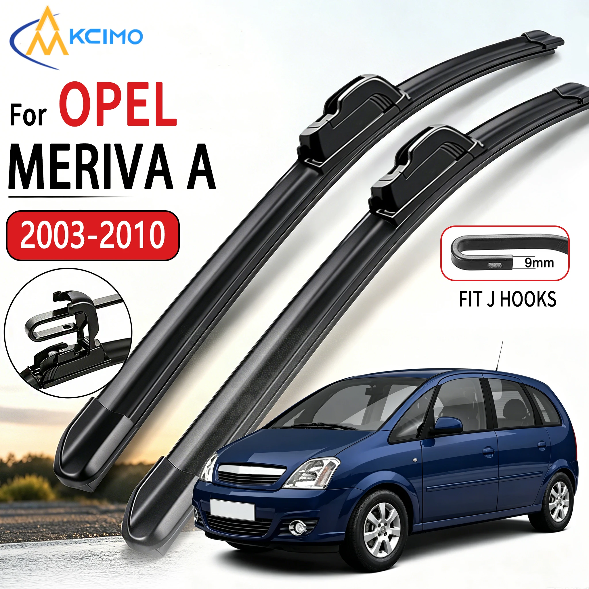 For Opel Meriva A 2003-2010 2Pcs Car Front Wiper U-Shape Soft Rubber Boneless Wiper HD Silent Durable Wiper 24