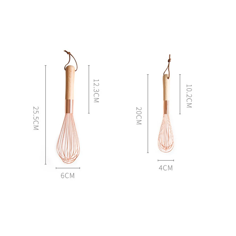 

Stainless Steel Egg Baking Tool Manual Whisk Wood Handle Cream Mixer with Hanging Rope Kitchen Gadget - Size L