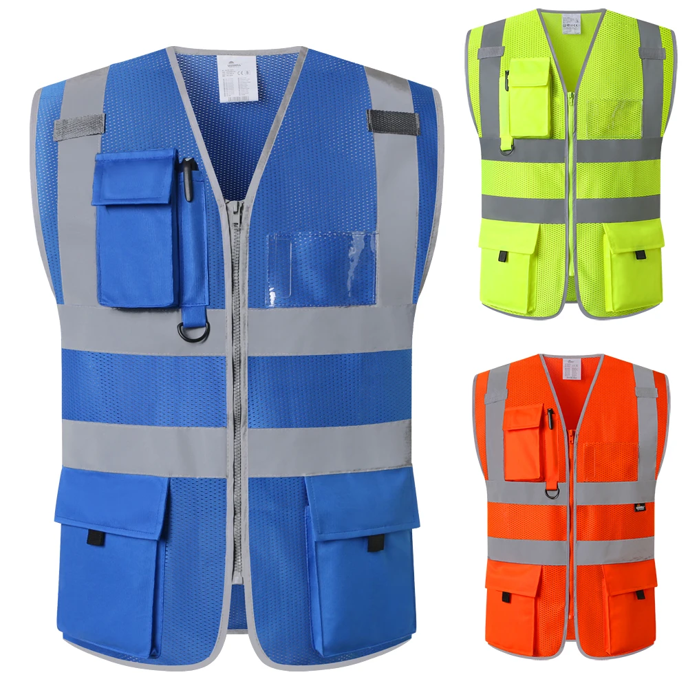 Hi Vis Mesh Safety Vest Reflective Botton Front High Visibility Workwear Work Vest For Men And Women