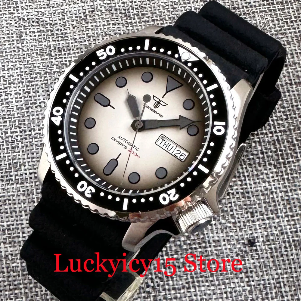 200M Waterproof Tandorio 41MM Black Chapter Ring Japan NH36A Automatic Movement Weekday Date Steel Men Watch Sapphire Glass