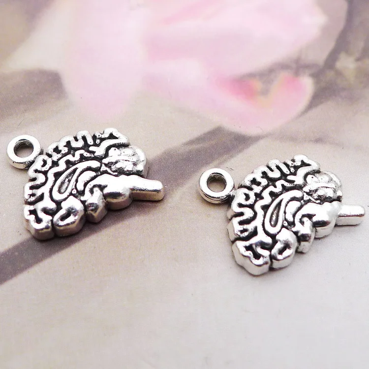 20pcs/lot 13*14mm Brain Structure Charm Antique Silver Penadnt For DIY Bracelet Necklace Jewelry Making Craft