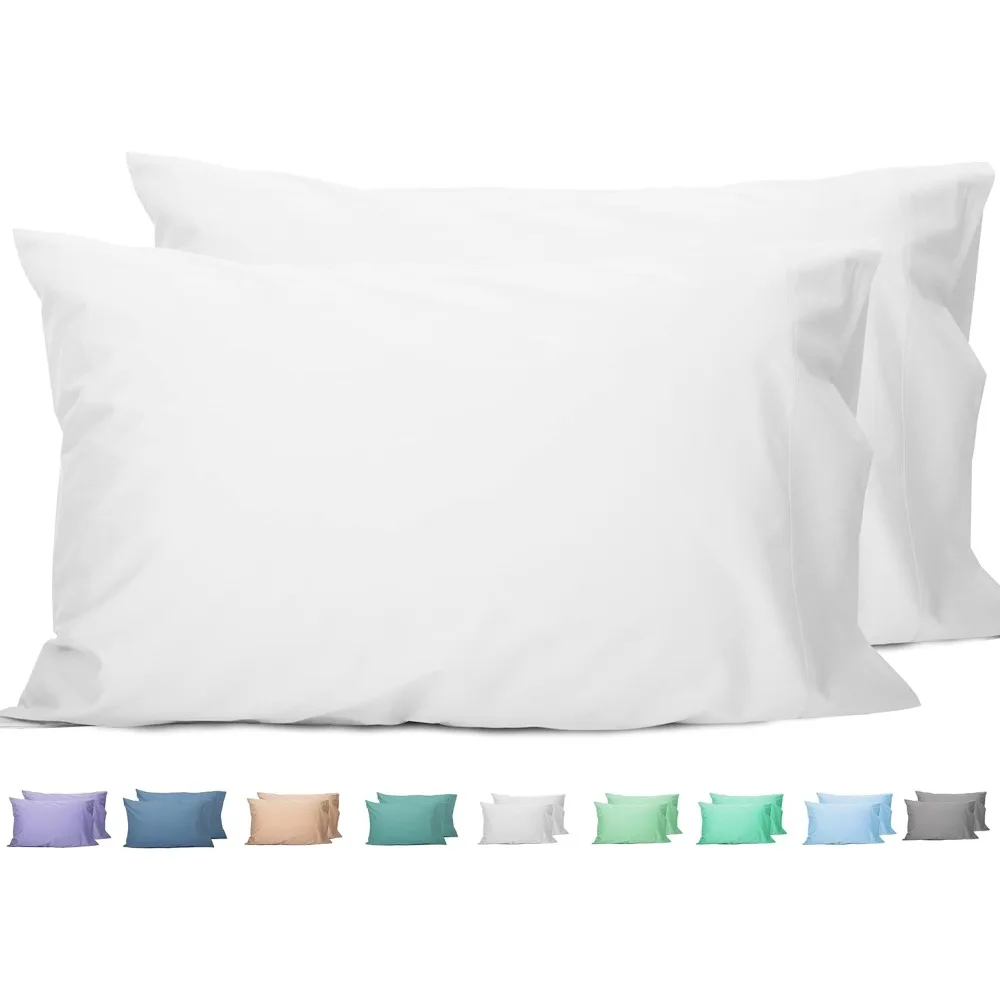 

Queen Pillowcases Set of 2, 100% Cotton Queen Pillow Cases 2, 20×30 inches Bright White, Soft and Breathable