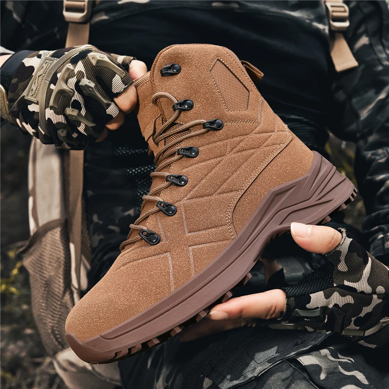 جديد الرجال العلامة التجارية الصحراء الكاحل العمل في الهواء الطلق الأحذية التكتيكية القتالية قوة خاصة امرأة مقاوم للماء العسكرية المشي لمسافات طويلة حذاء أحذية جيش #6