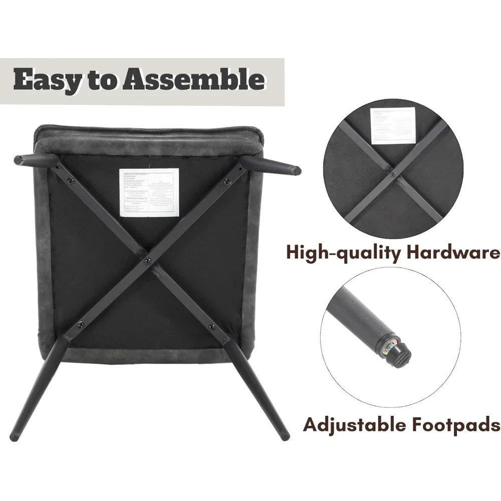 Set Kursi Makan Modern Abad Pertengahan dengan Pelapis Kain, 4 Buah, Kaki Logam, dan Sandaran Tengah untuk Dapur atau Ruang Makan