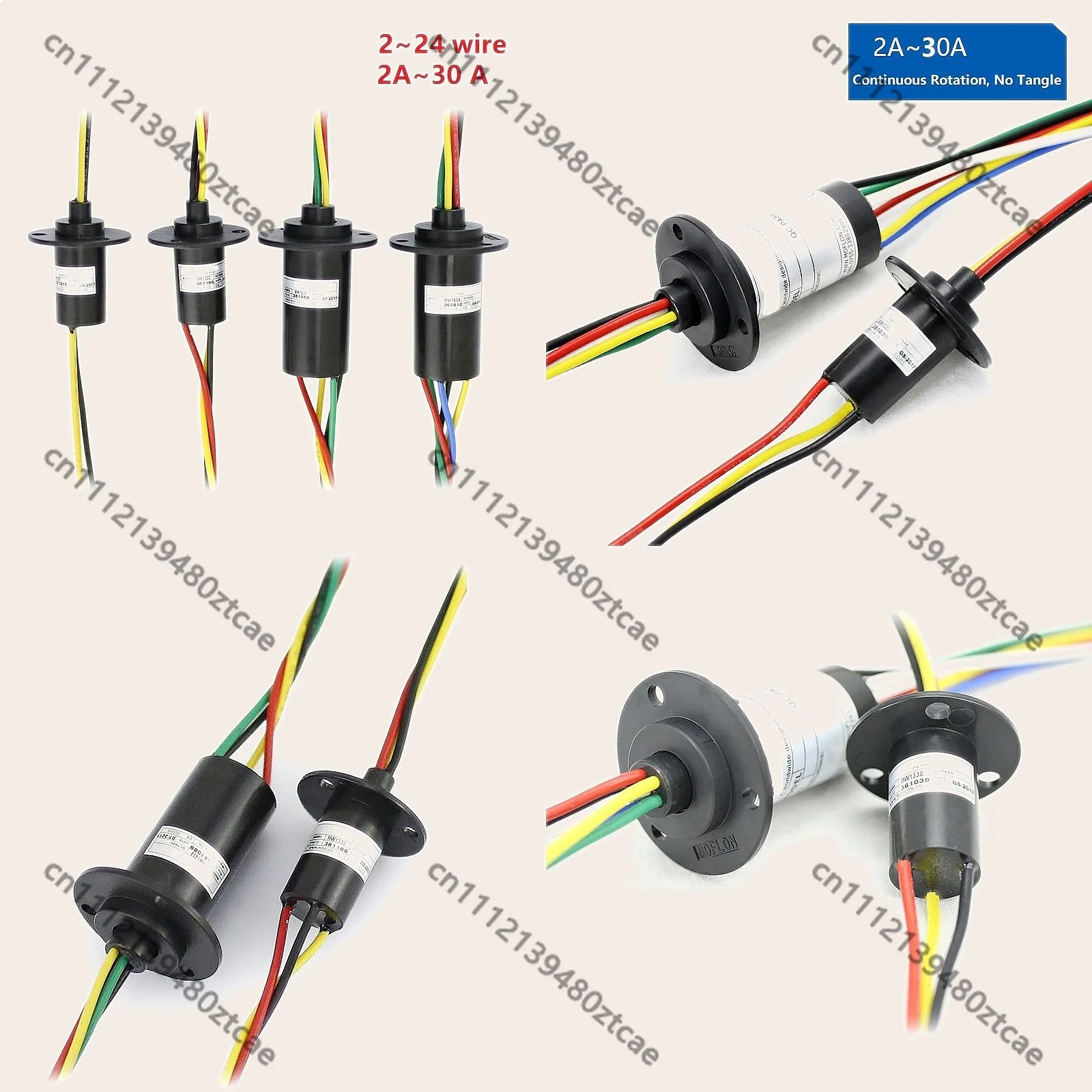 2-24 Wires 2A-30A High Current Conductive Slip Ring Electric Rotary Joint 1Pcs