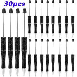 30pcs DIY Creative Black Glitter Plastic Beadable Pens Ballpoint Pen Black Ink Beaded Pens for School DIY School Office Supplies