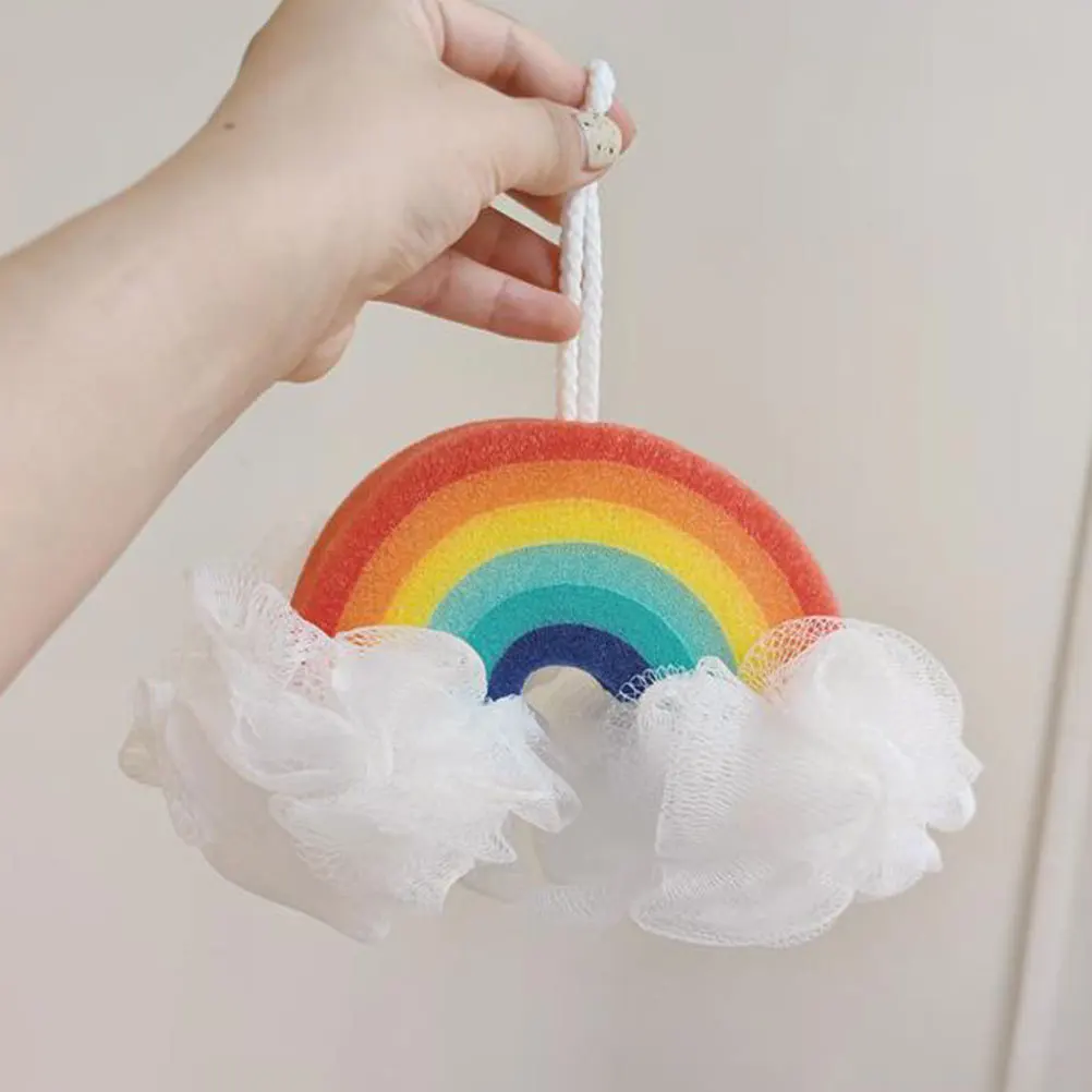 

2Pcs Kids Rainbow Bath Ball Soft Sponge Exfoliating Shower Loofah Gentle Body Scrubber Baby Toddler Washcloth Colorful Shower