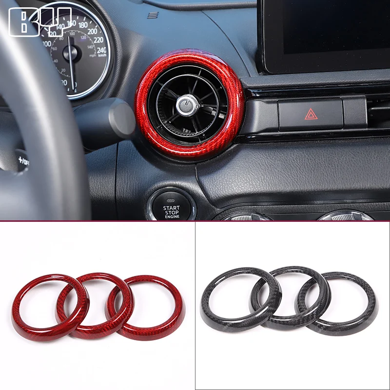 

For 2016-2023 Mazda MX-5 ND Modified Real Carbon Fiber Air Conditioning Vent Trim Rings Car Interiors Accessories