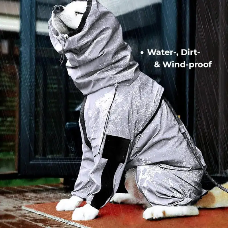 Dog Rain Coat Extra Reflective Waterproof Raincoat With Leash Hole Stylish Streetwear Winter Jacket For Medium To 3X-Large dogs